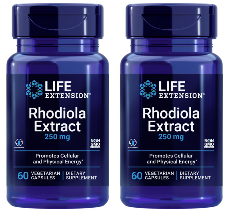 2 PCS Life Extension Rhodiola Extract 250mg for Cellular Physical Energy 60 VCap