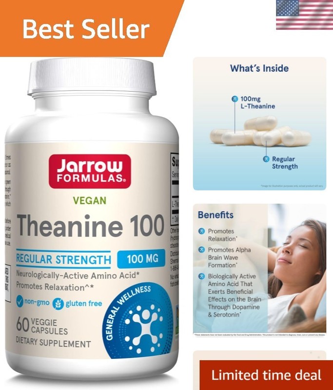60 Capsules of Regular Strength L-anine 100 mg for Relaxation & Calmness