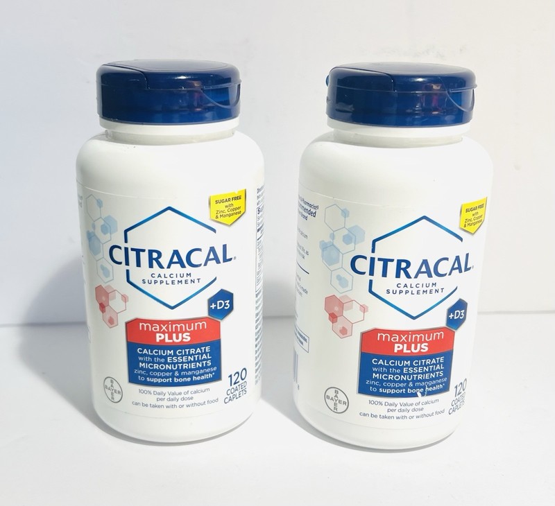Lot Of 2 Citracal Maximum Plus + D3 Calcium Citrate 120 Caplets Each Exp 01/27