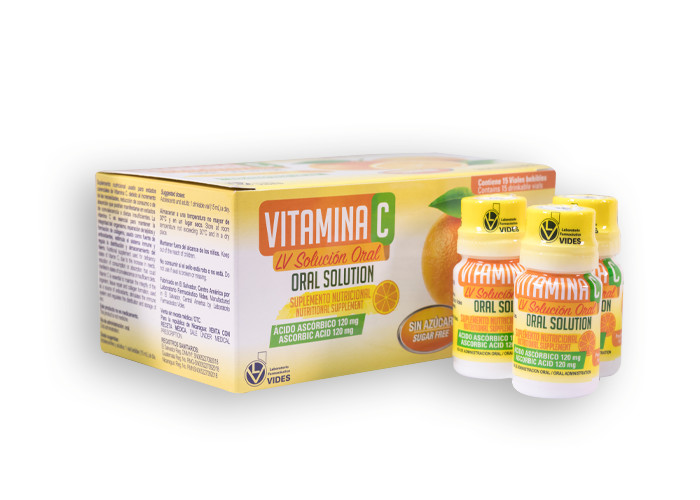 Vitamina C Solución Oral 120mg | 15 Viales 15ml | Sin Azúcar | Refuerza Inmunida