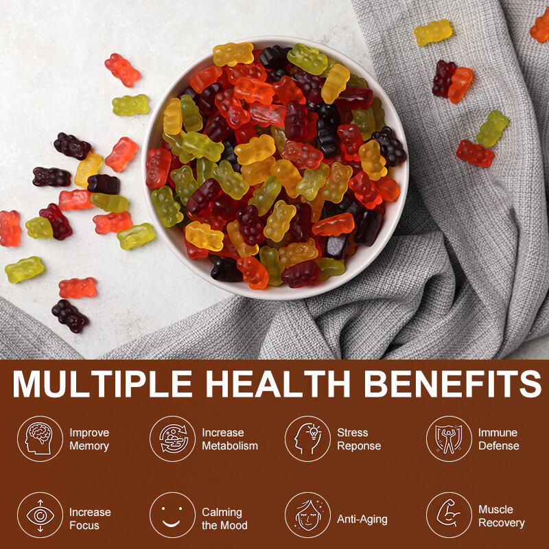 Mushroom Extract Gummies Lions Mane,Reishi,Shiitake,Chaga,Nootropic Brain Memory gallery