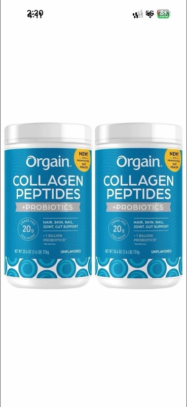 (2) Orgain Collagen Peptides + Probiotics 25.6 oz Powder Unflavored Expires 7/26