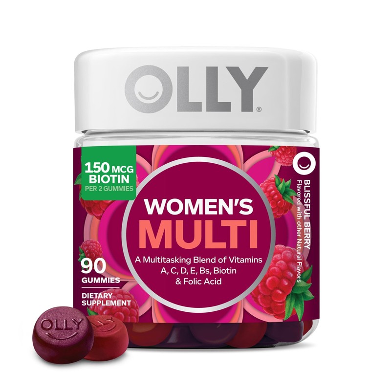 OLLY Women’s Multivitamin Gummy, Overall 90 Count (Pack of 1), Red