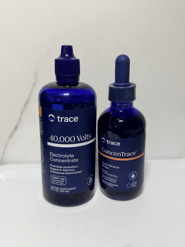 Trace Minerals 40,000 Volts 8oz + ConcenTrace 4oz Drops NEW Exp 2030/2027