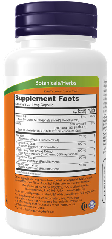 NOW FOODS Female Balance wild yam vitex dong quai ginger 90 Caps 06/25EXP gallery