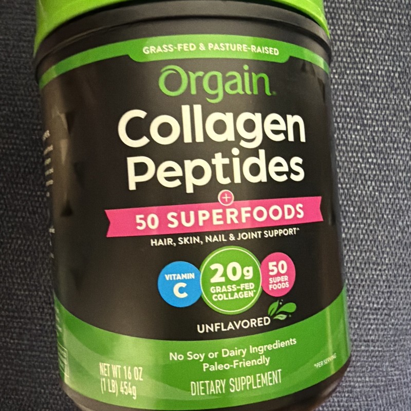 Orgain Hydrolyzed Collagen Peptides Powder, 20G Grass Fed Collagen 1 lb Ex:04/26