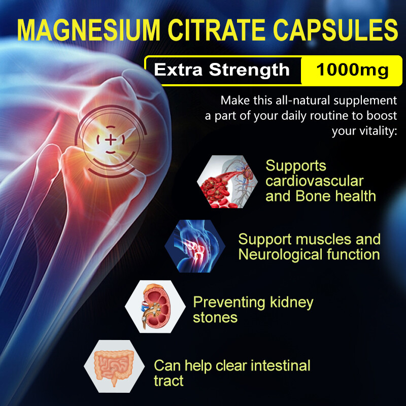 Magnesium Citrate Capsules 1000mg - Hight Potency - Anxiety & Stress Relief gallery