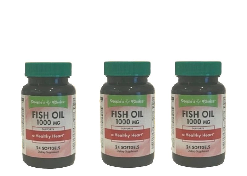 3 Bottles/ 18ct People’s Choice Fish Oil Omega 3 Softgels 1000 MG 07/2028
