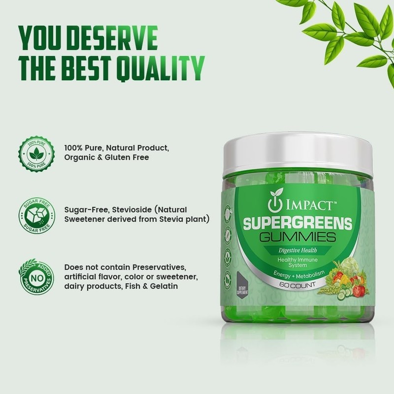 IMPACT Fiber Gummies for Adults, Women & Kids – Supergreens Veggies Daily High F gallery