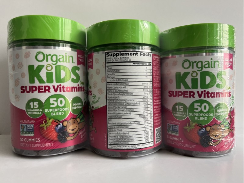 3 Pack Orgain Kids Super Vitamins, 50 Gummies Each, Superfoods Blend EXP 5/26