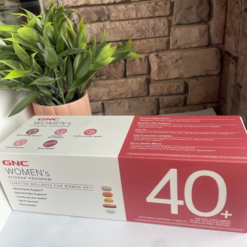 GNC Women’s 40+ Vitapak, Multivitamin, Stress & Bone Support, Skin Support, 5-in