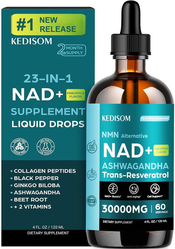 Liposomal NAD Supplement – Total 30000Mg NAD+ Blend Liquid Drops with Resveratro