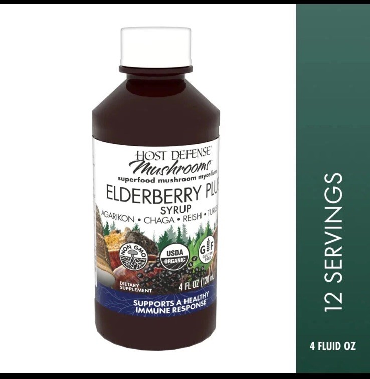 Host Defense Elderberry Plus Syrup Fungi Perfecti 4oz. Exp 6/26 NEW SEALED