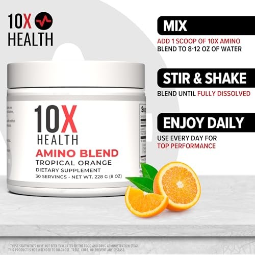 10X Health System Amino Blend Tropical Orange EAA BCAA Powder Energy 30 Servings gallery