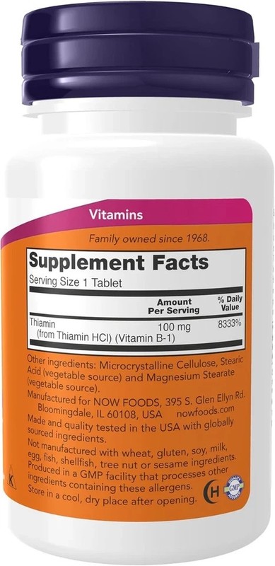 NOW Supplements, Vitamin B-1 100 Mg, Energy Production*, Nervous System Health gallery