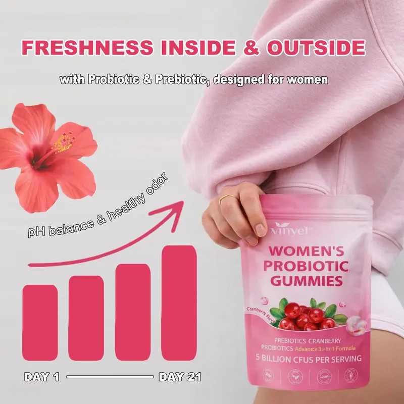 Winyel Women's Probiotic Gummies Cranberry Flavor 60 Gummies for Body Odor Women gallery