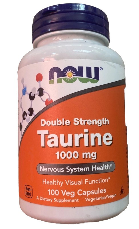 Now Foods Taurine Double Strength 1000 mg 100 Veg Capsules Nervous System Health