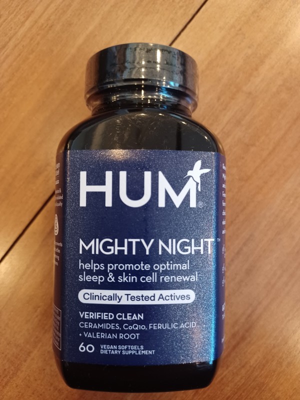 HUM Mighty Night Nighttime Sleep Supplement for Skin Care, CoQ10, Valerian Root