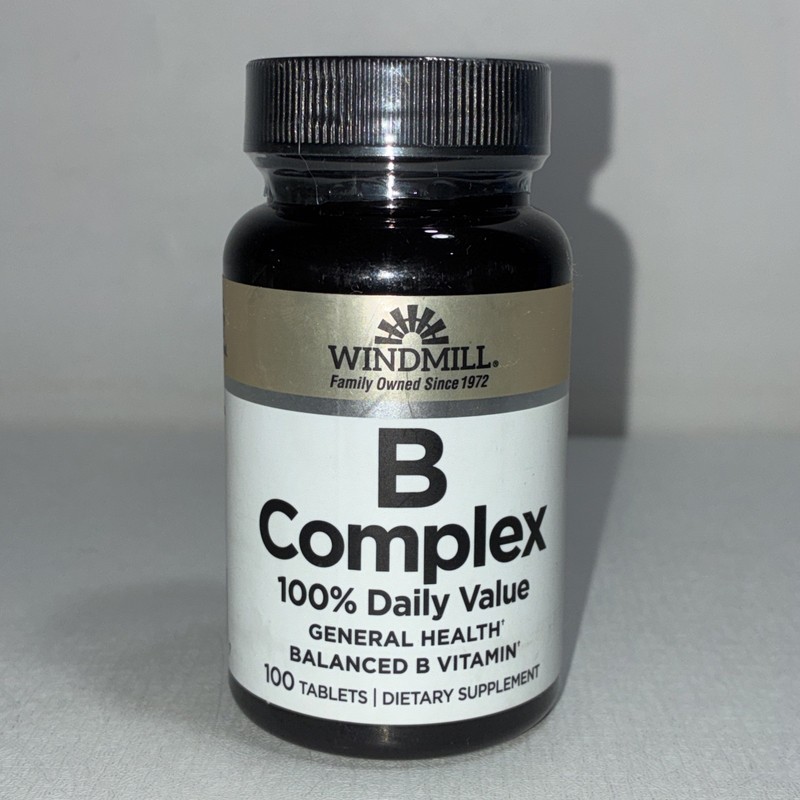 New Windmill Vitamin B-Complex 100% Daily Valve Energy 100 Tablets Sealed