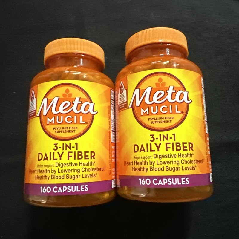 Metamucil 3-in-1 Daily Fiber Psyllium Supplement 160cts.exp7/28 Lot of 2