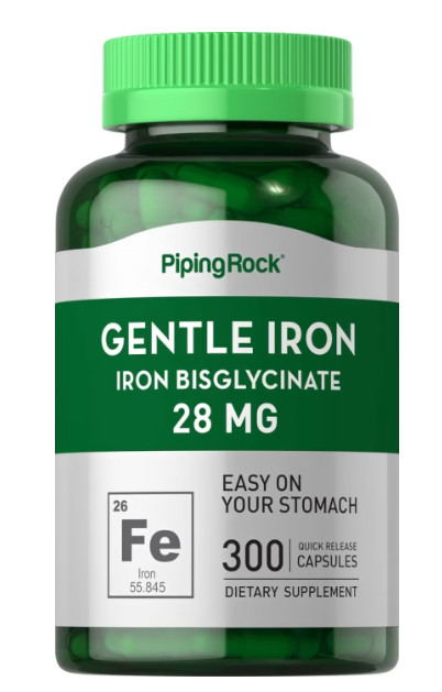 Gentle Iron (Iron Bisglycinate) 28 mg, 300 Quick Release Capsules