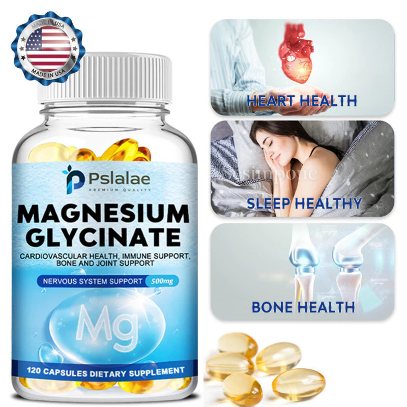PSLALAE Magnesium Glycinate Cardiovascular, Immune, Bone and Joint Support 60’s