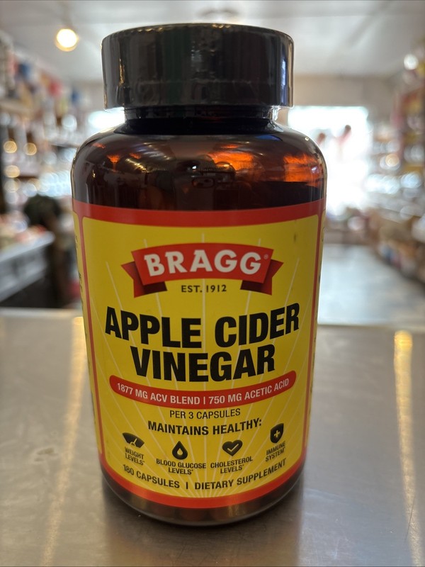 Bragg Apple Cider Vinegar 750 mg Capsules (180 Count) 04/2028
