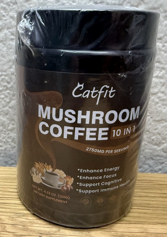 Catfit Mushroom Coffee 10-in-1 Adaptogen Blend 4.23 Oz 120g Exp 01/2027 Sealed
