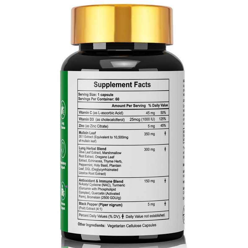 Lung Health -Lung Cleanse & Detox-Support Clear Lungs a Healthy Lungs 60 Caps US gallery