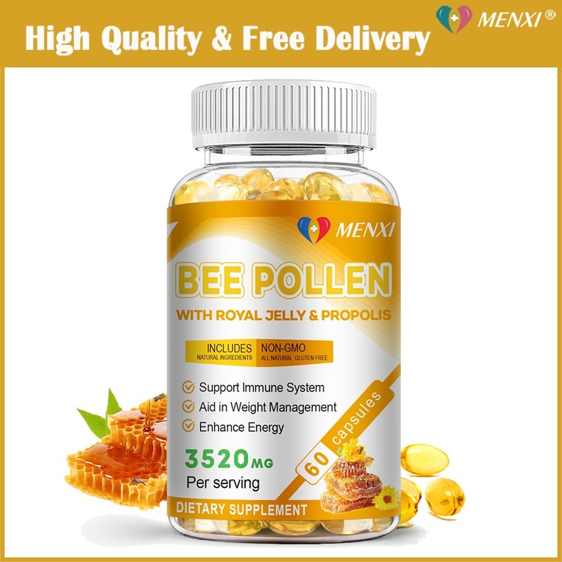 Organic Honey Pollen Capsules Mixed Herbal with Royal Jelly & Bee Pollen 3520mg