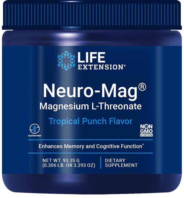 Life Extension Neuro-Mag Magnesium L Threonate Powder Tropical Punch 93.35g x 2P gallery