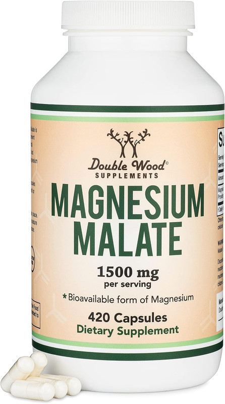 Magnesium Malate Capsules (420 Count) – 1,500Mg per Serving (Magnesium Bonded…