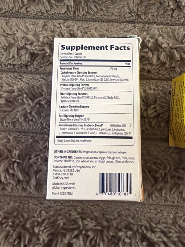 (2) Enzymedica Digestive Enzymes + Probiotics (30 Capsules Each) Exp: 11/27 gallery