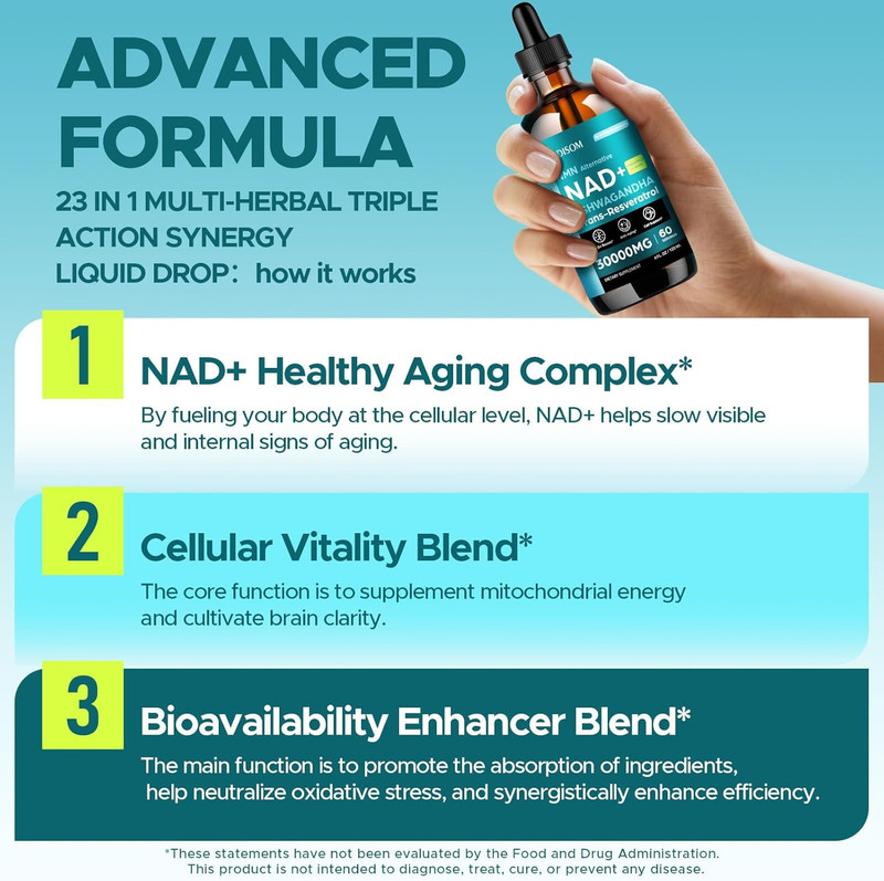Liposomal NAD Supplement - Total 30000Mg NAD+ Blend Liquid Drops with Resveratro gallery