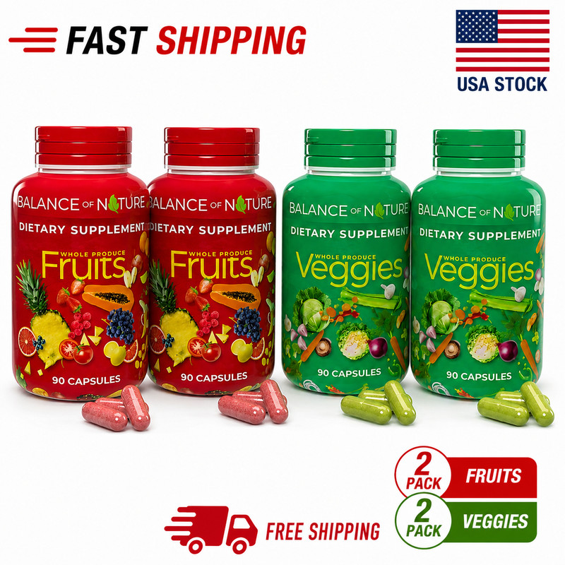 2 Pack, 180 Fruits and 180 Veggies Whole Food Supplement with Superfood New