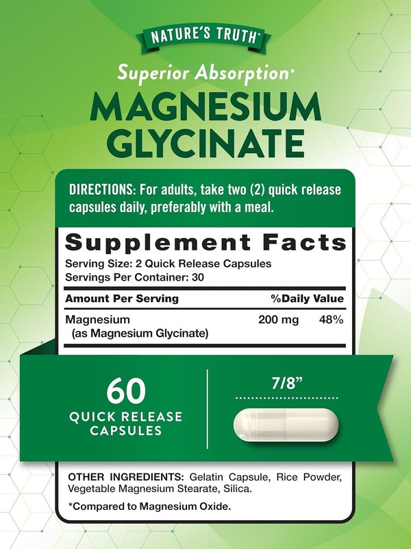 3 Pack Magnesium Glycinate 180 Caps (3x60) 200mg Sleep, Cramping, Blood Pressure gallery