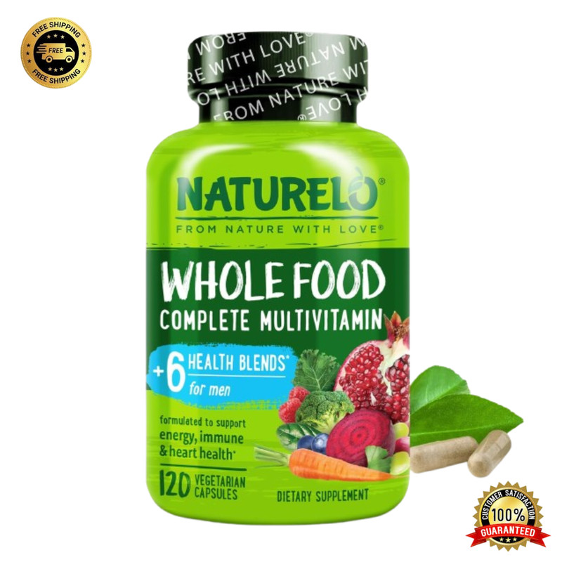 NATURELO Mens Multivitamins – Whole Food Multivitamin for Men – 120 Capsules