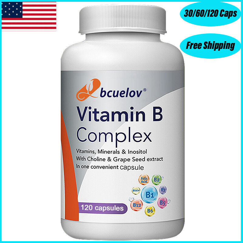 Vitamin B Complex 30/60/120Capsules B1,B2,B3,B5,B6,B12 w Minerals,Immune Support