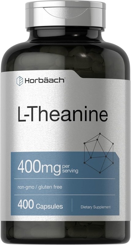 Horbäach L-Theanine 400mg | 400 Capsules | High Potency Supplement | Non-GMO & G