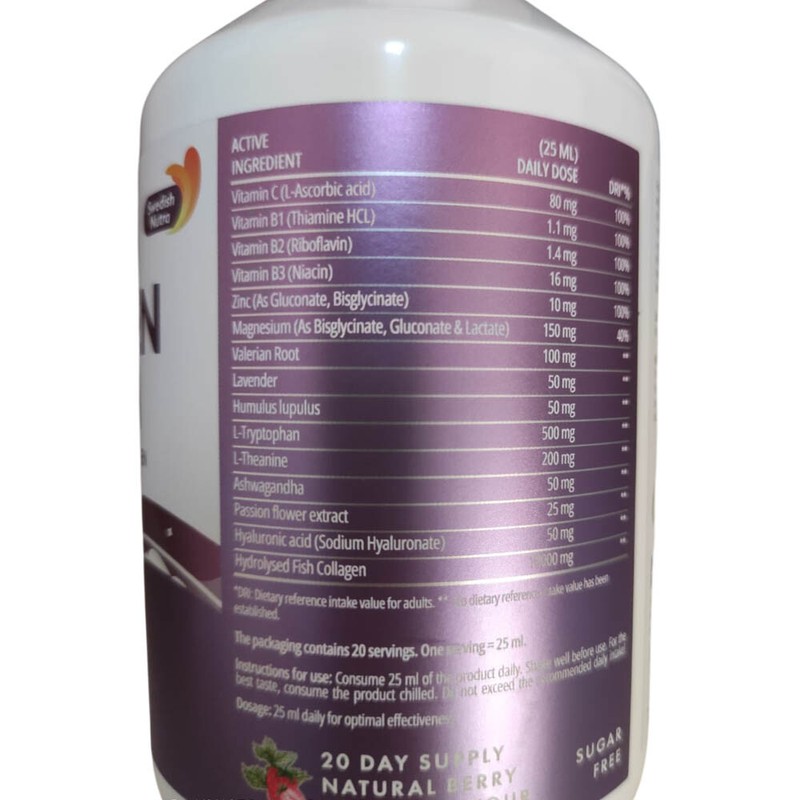 Swedish Nutra Liquid Collagen Dream Herbal Sleep Support Skin Beauty Drink 500ml gallery