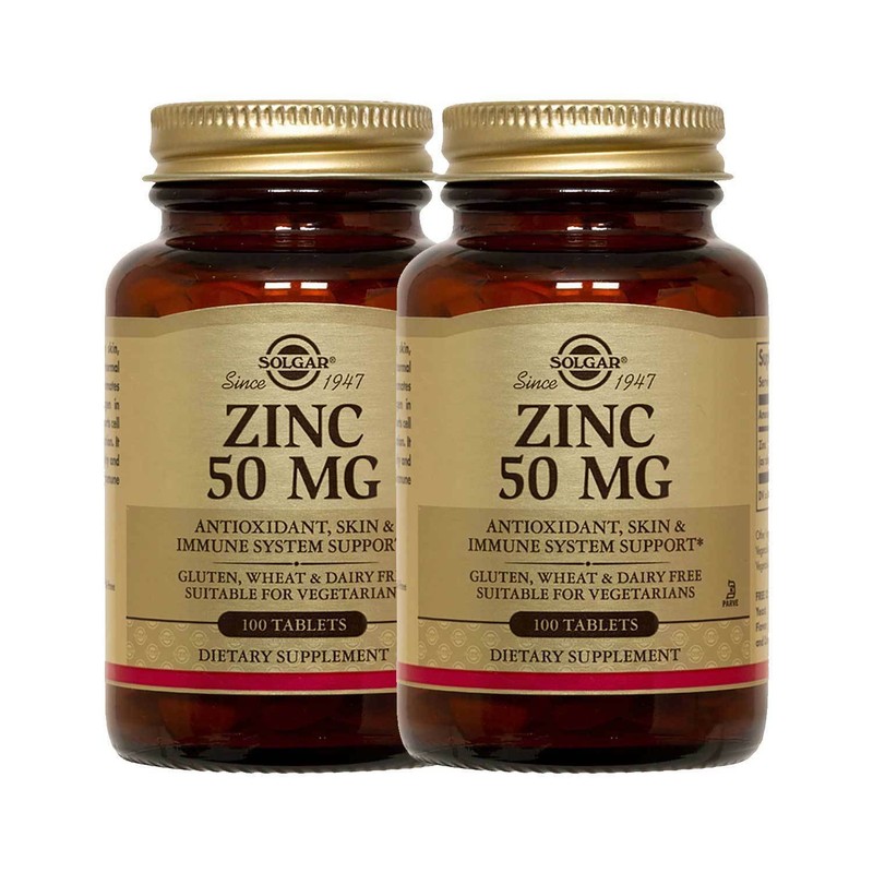 2x Solgar Zinc 50 mg 100 Tablets