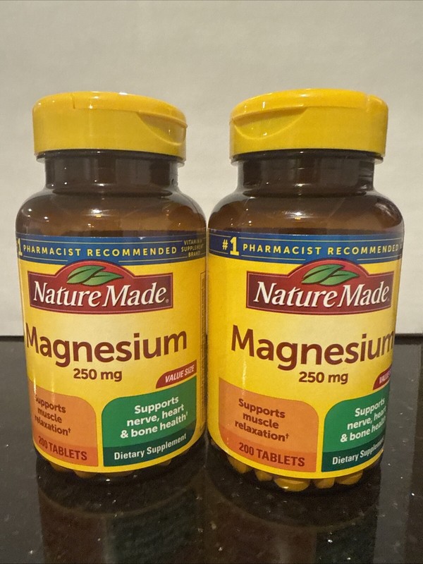 Nature Made Magnesium 250mg 200 Tablets – (2 Bottles Total: 400 Tablets)