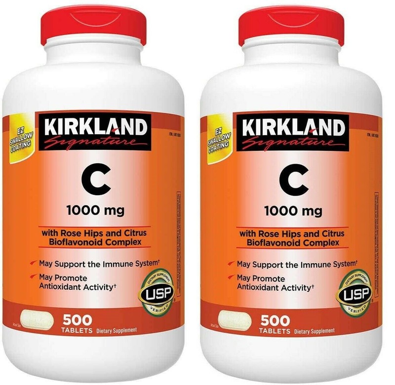 X-2 Bottles Kirkland Vitamin C with Rose Hips 1000mg., 500 Tablets EXP- 2027