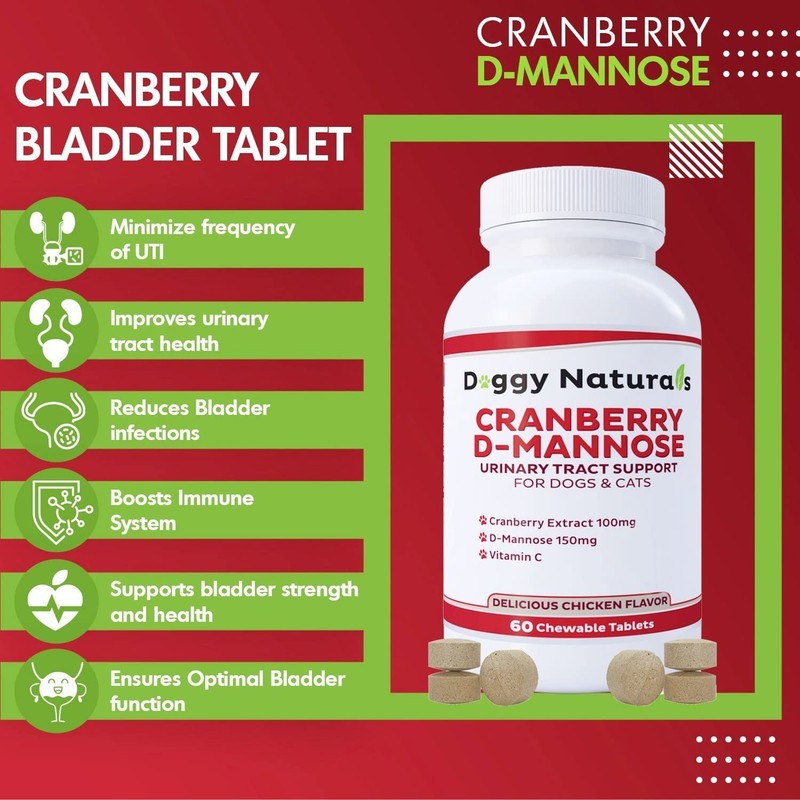 Cranberry D-Mannose for Dogs and Cats Urinary Tract Infection Support Prevent... gallery