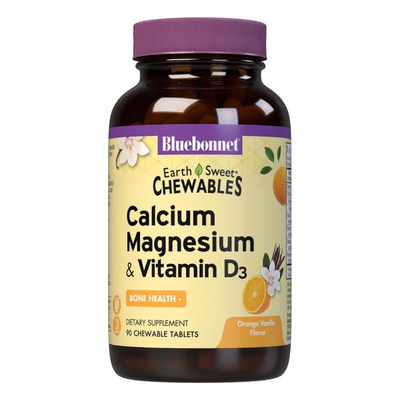Bluebonnet Earthsweet 90 Chewables Calcium Magnesium & Vitamin D , Bone Health