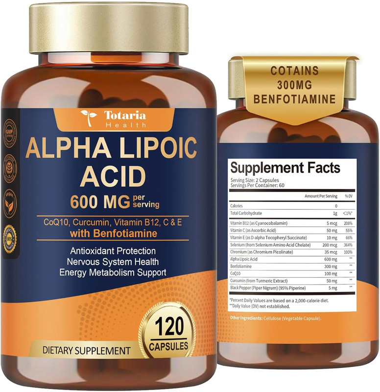 Alpha Lipoic Acid 600Mg with Benfotiamine 300Mg – ALA Supplement for Neuropathy