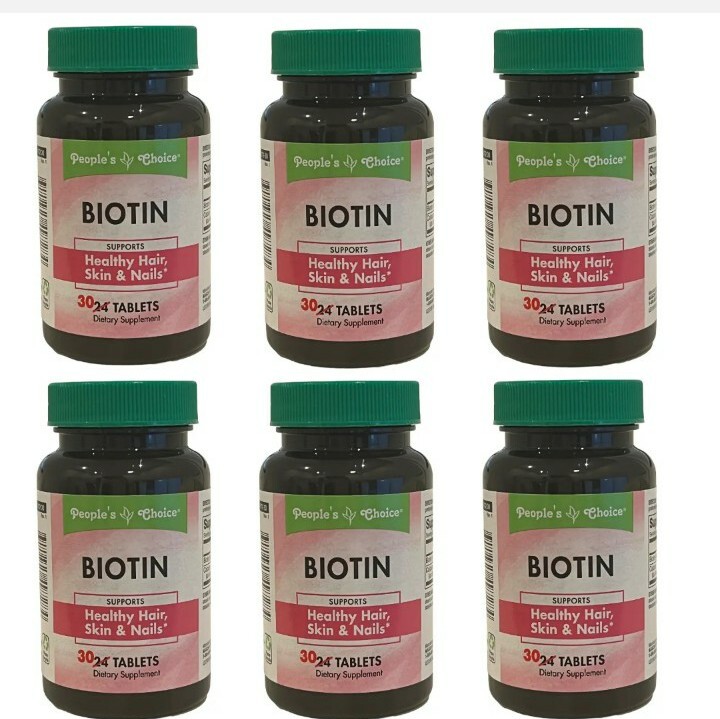 6X Bottle Peoples Choice BIOTIN Healthy Hair, Skin, Nails Supplement 24 Pills