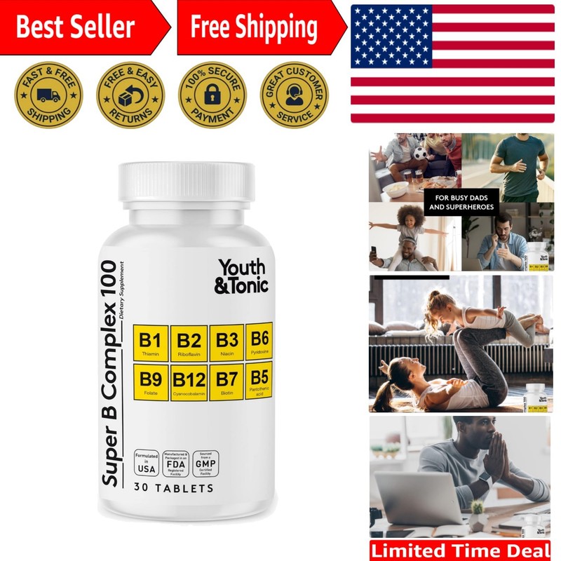 Daily Energy Boost: Super B Complex B-100 with Essential Vitamins & Minerals