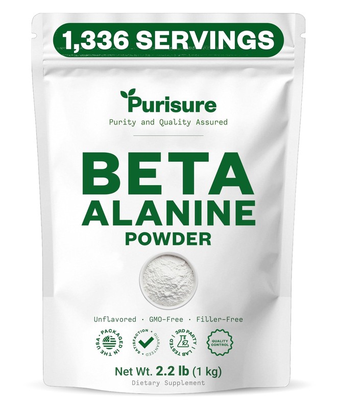 Purisure Beta Alanine Powder 1Kg Pure Beta Alanine Pre-Workout Supplement For