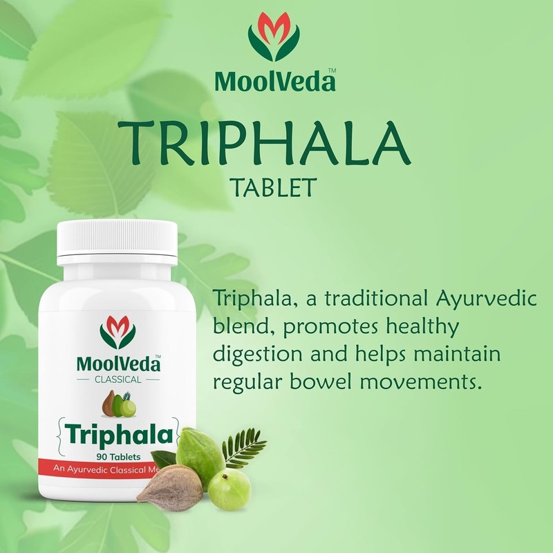 Moolveda Triphala Tablets Uses For Digestion, Detox & Health Care - 90 tablets gallery
